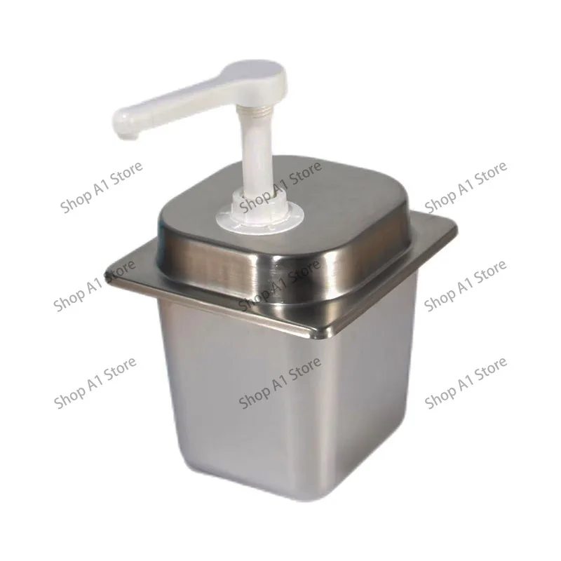 2.3L Stainless Steel Manual Sauce Dispenser Removable Washable SeasoningPump Bottle Multi-Scenario Commercial Condiment Extruder