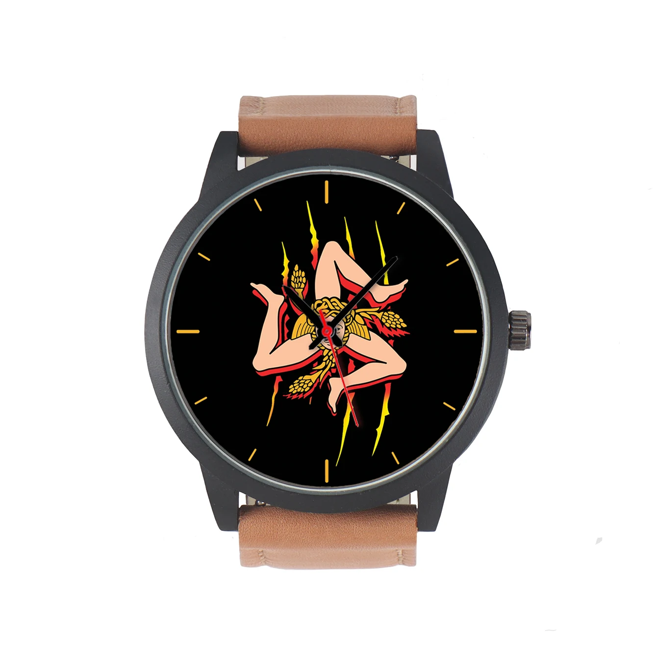 Customize Pattern Quartz Wrist Watch Men's 3Hands Tripod Medusa Design Sicily Gifts For Friend Fans Kids Mom