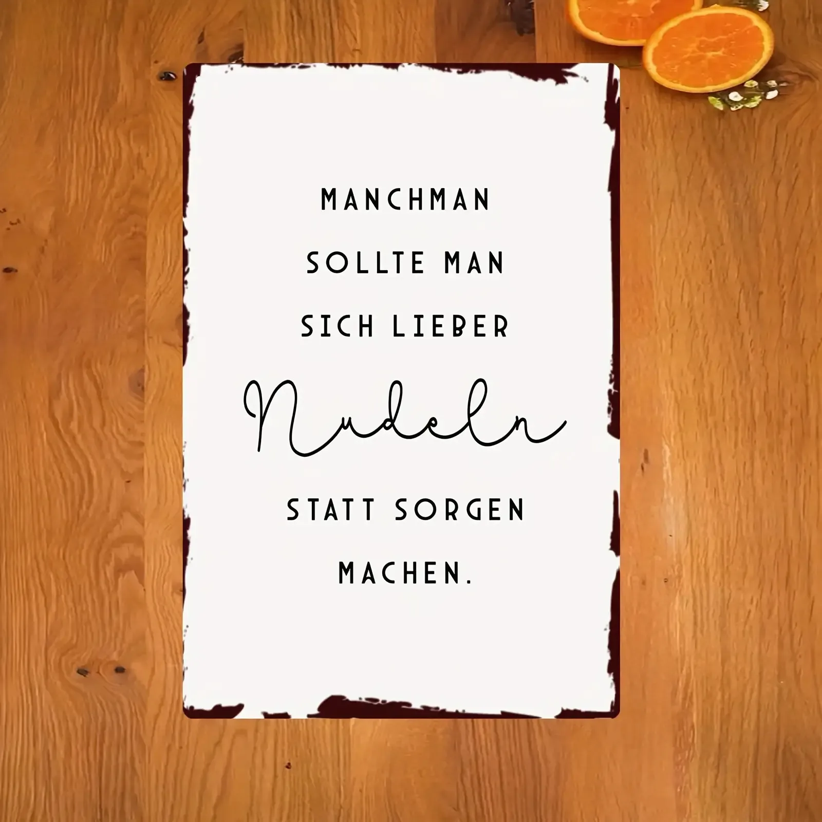 2D Flat - 1pc 2D Flat Printing Light-Hearted German Quote Metal Wall Art- 