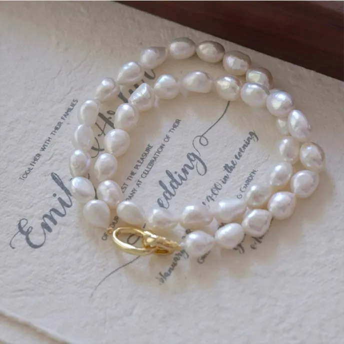 Hohe Qualität Trendy Große Barock Natürliche Süßwasser Perle 14K Gold Gefüllt Weibliche Kette Halskette Schmuck Frauen Weihnachten Geschenke – Detail 9