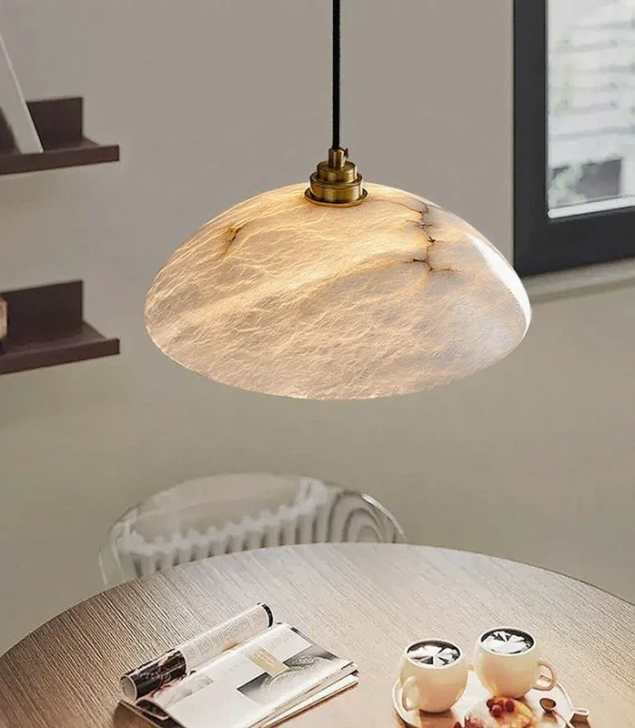 Natural marble restaurant, chandelier round light luxury bar, office, coffee table lamp