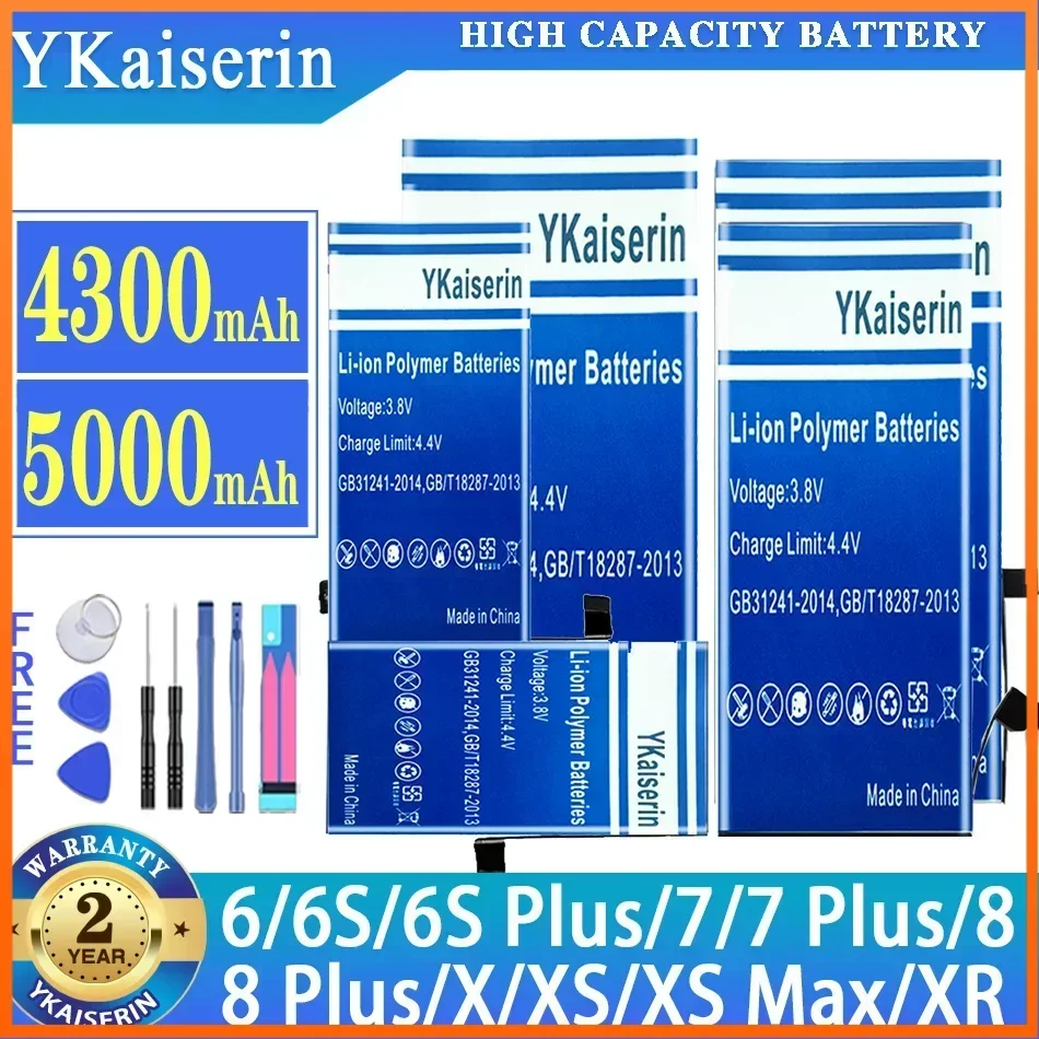 

Аккумулятор YKaiserin для IPhone 6 (6S 7 8), Plus X XS Max XR XSMax 6SPlus 7Plus 8Plus Аккумулятор большой емкости, гарантия один год