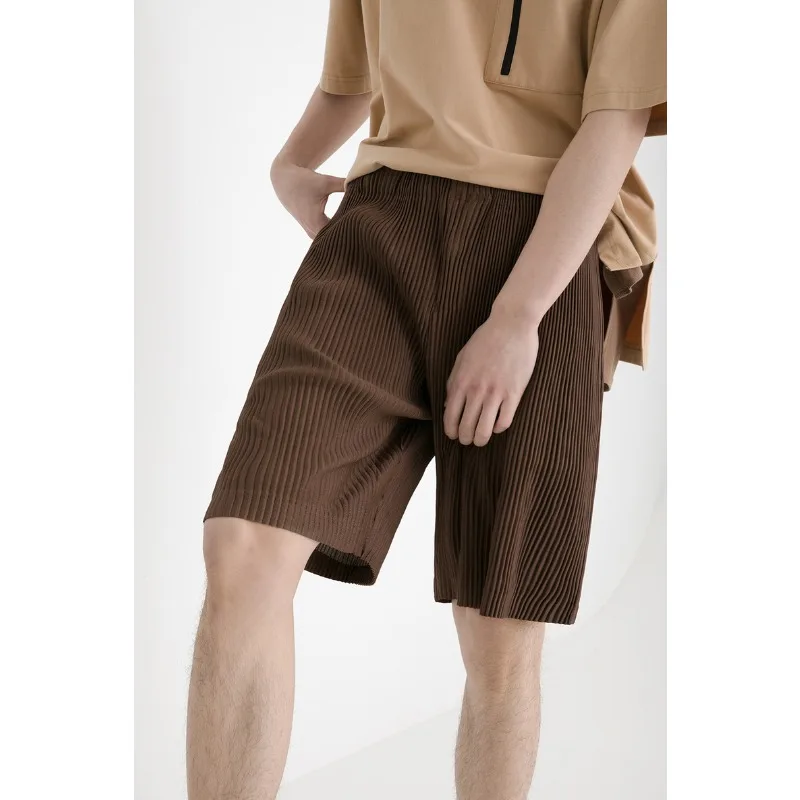 Miyake Pleated Short Sleeve Shirt Men's 2026 Classic Pleats Top Short Sleeve Summer Loose Plisse Jacket Loose Plus Size Fold Top view 5