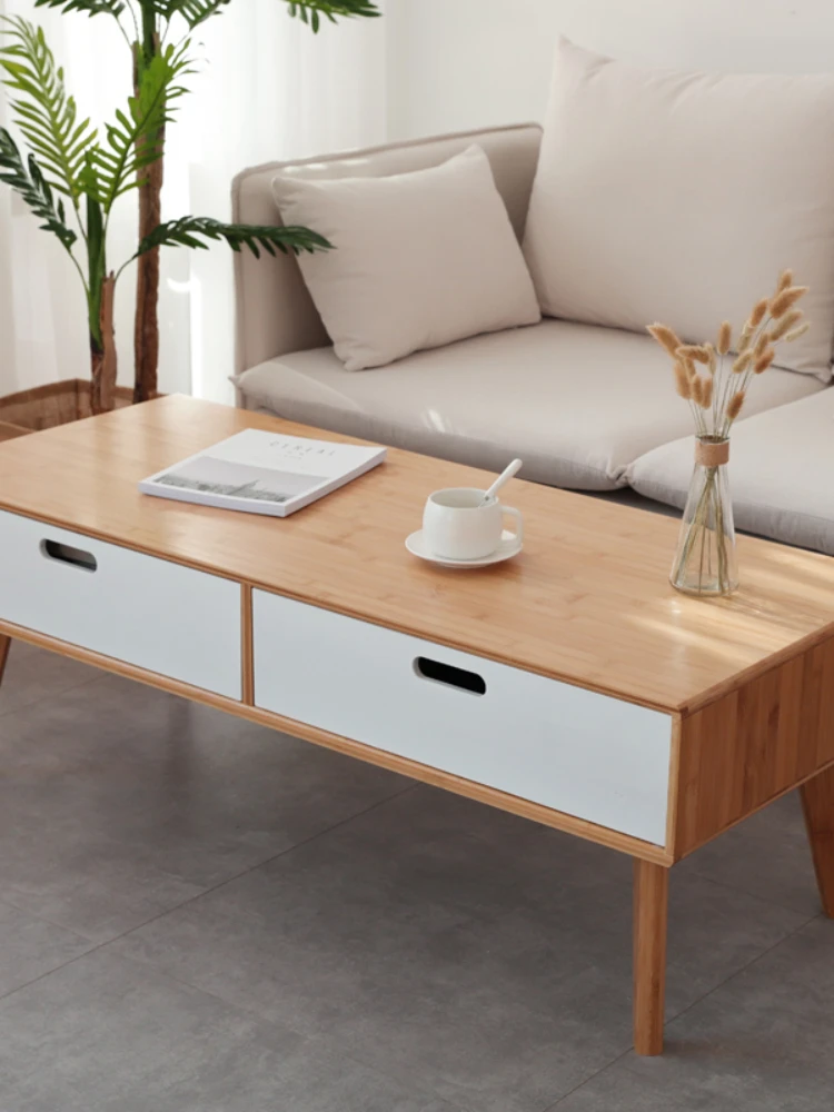 ZL Living Room Nordic Modern Chinese Solid Wood Economical with Drawer Household Tea Table