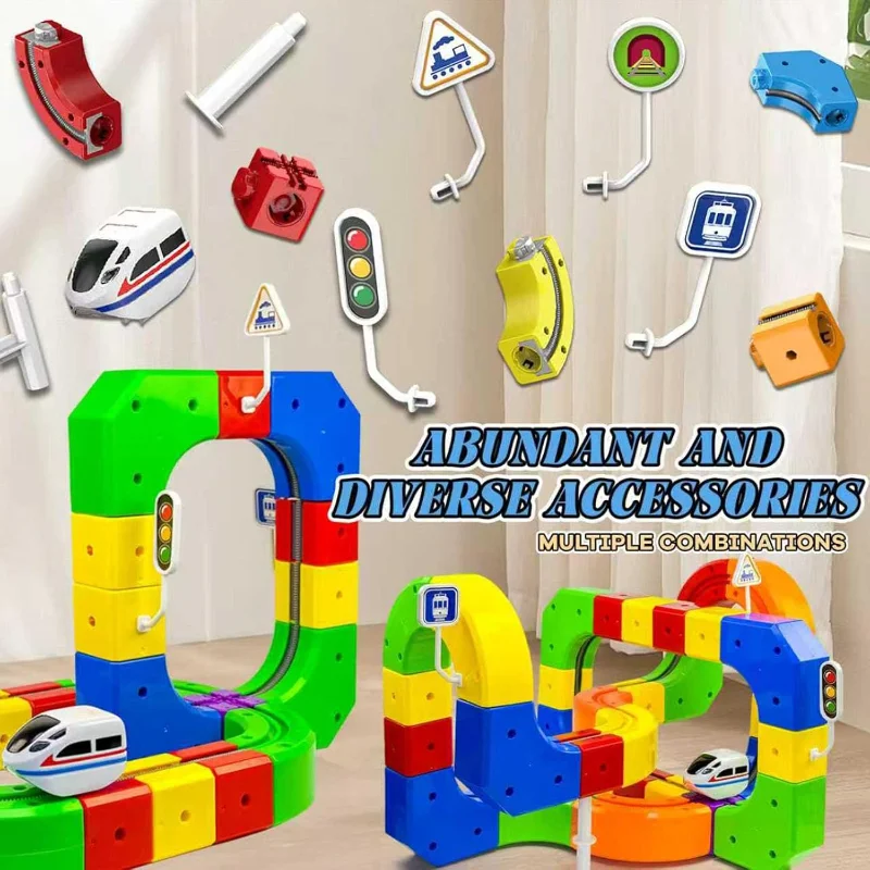 Diy Educational Toys Assembly Three-dimensional Magnetic Track Train Set Children's Toys Non-remote Control Rail Car Gift Box