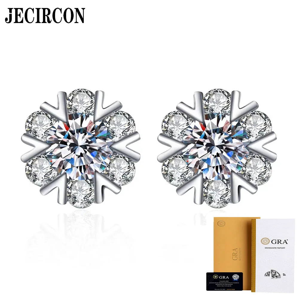 

JECIRCON 0.5ct Moissanite Stud Earrings for Women 925 Sterling Silver Versatile 6-Pointed Star Snowflake Valentine's Day Jewelry