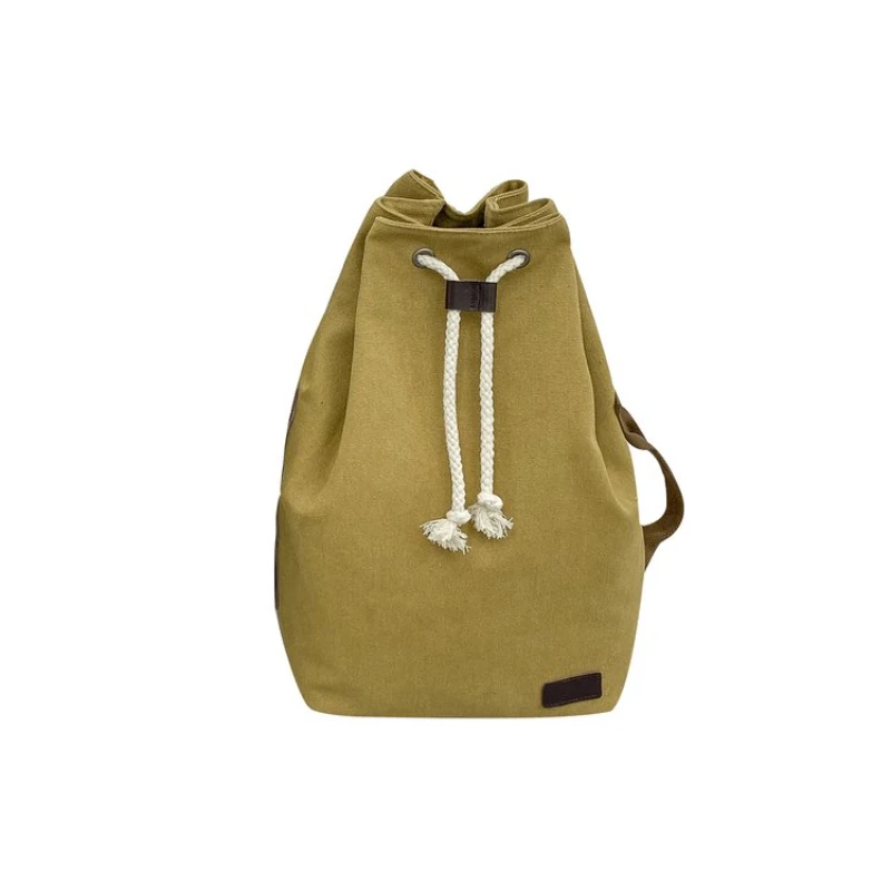 2023 Casual Canvas Backpack Solid Color High Capacity Bicycle Hiking Sports Drawstring Backpack Zipper Women\'s Backpack