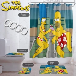 The Simpsons Shower Curtain Bathroom Door Curtain Waterproof Bathtub Creative Personalized Shower Curtain Toilet Four Piece Set