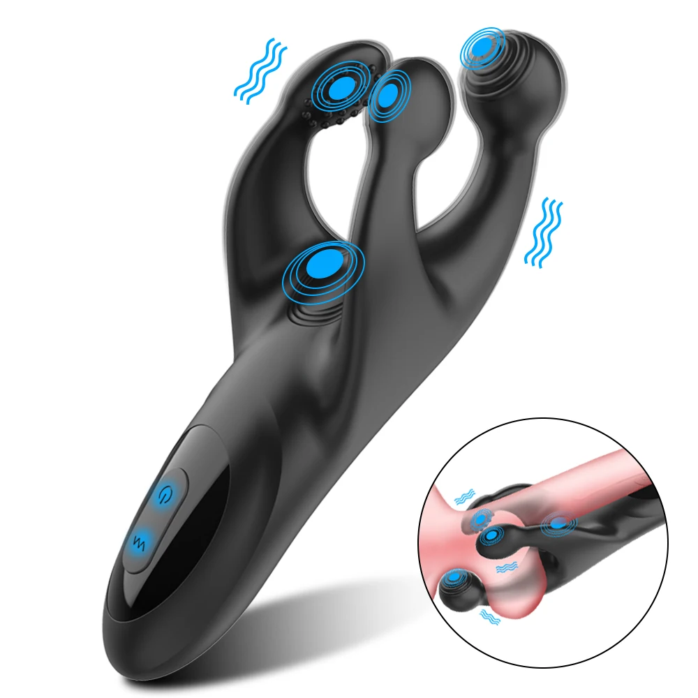 Vibration Male Penis Trainer Glans Exerciser Ejaculation Delay Vibrator for Men Masturbation Testis Stimulator Scrotum Massager