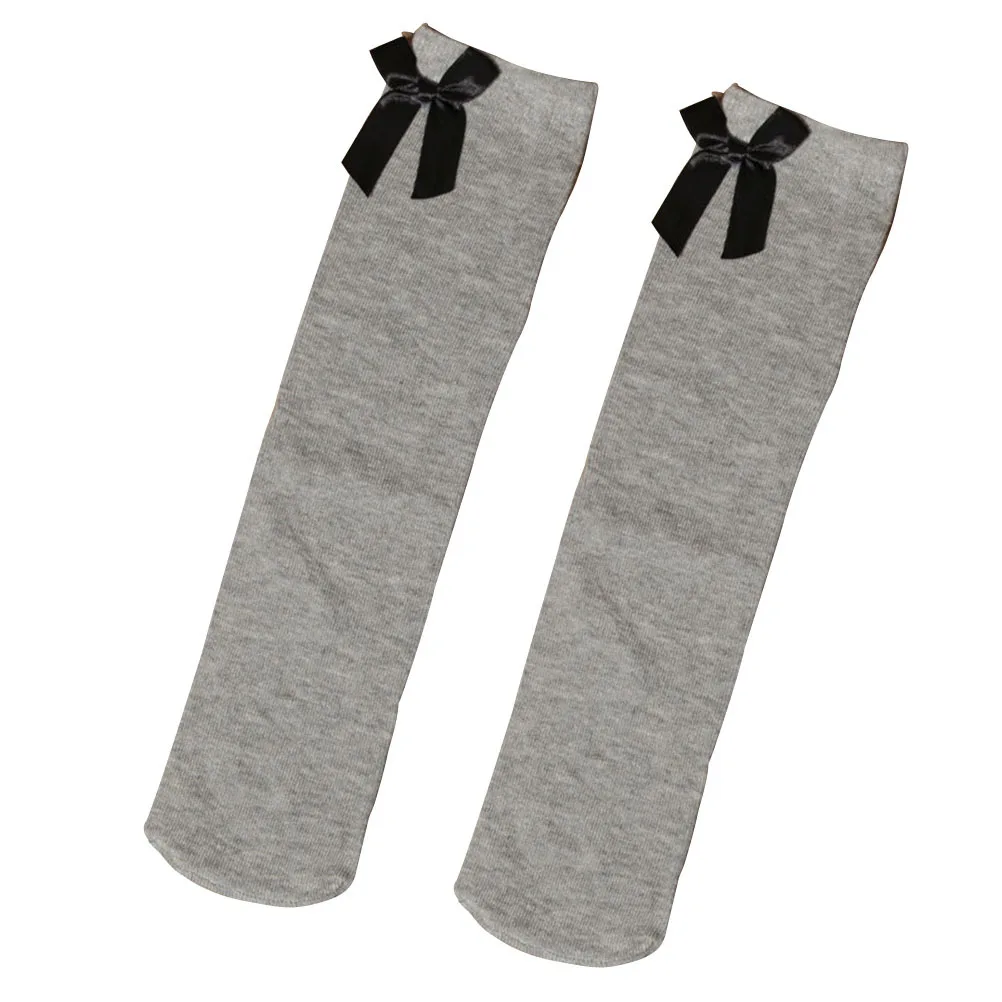 

1Pair Girls High Socks Thick Warm Over Knee Bow Knee Stockings Grey for 1-8 Year Old Kids Cute High Socks