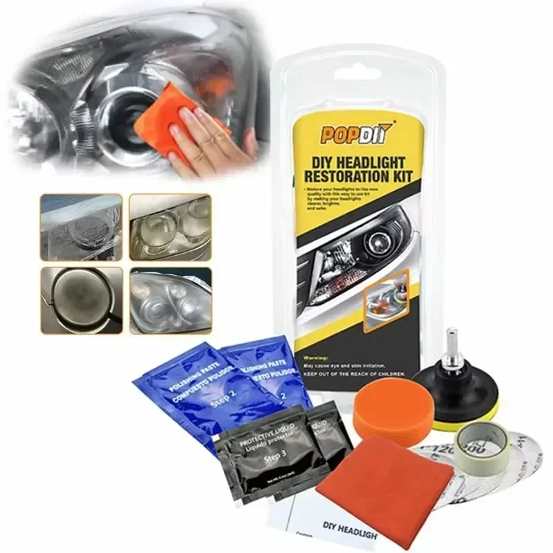 

Car Headlight Restoration Kit - Fix Yellowing/Scratches, Includes Polisher & Brightener, Auto Headlight Repair