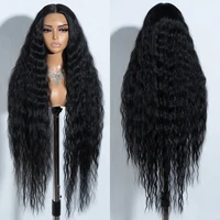 Pelucas sintéticas de encaje para Cosplay para mujeres negras, pelo largo y rizado, peluca con malla frontal ombré rubia para Cosplay de 42 pulgadas, peluca de encaje sintético