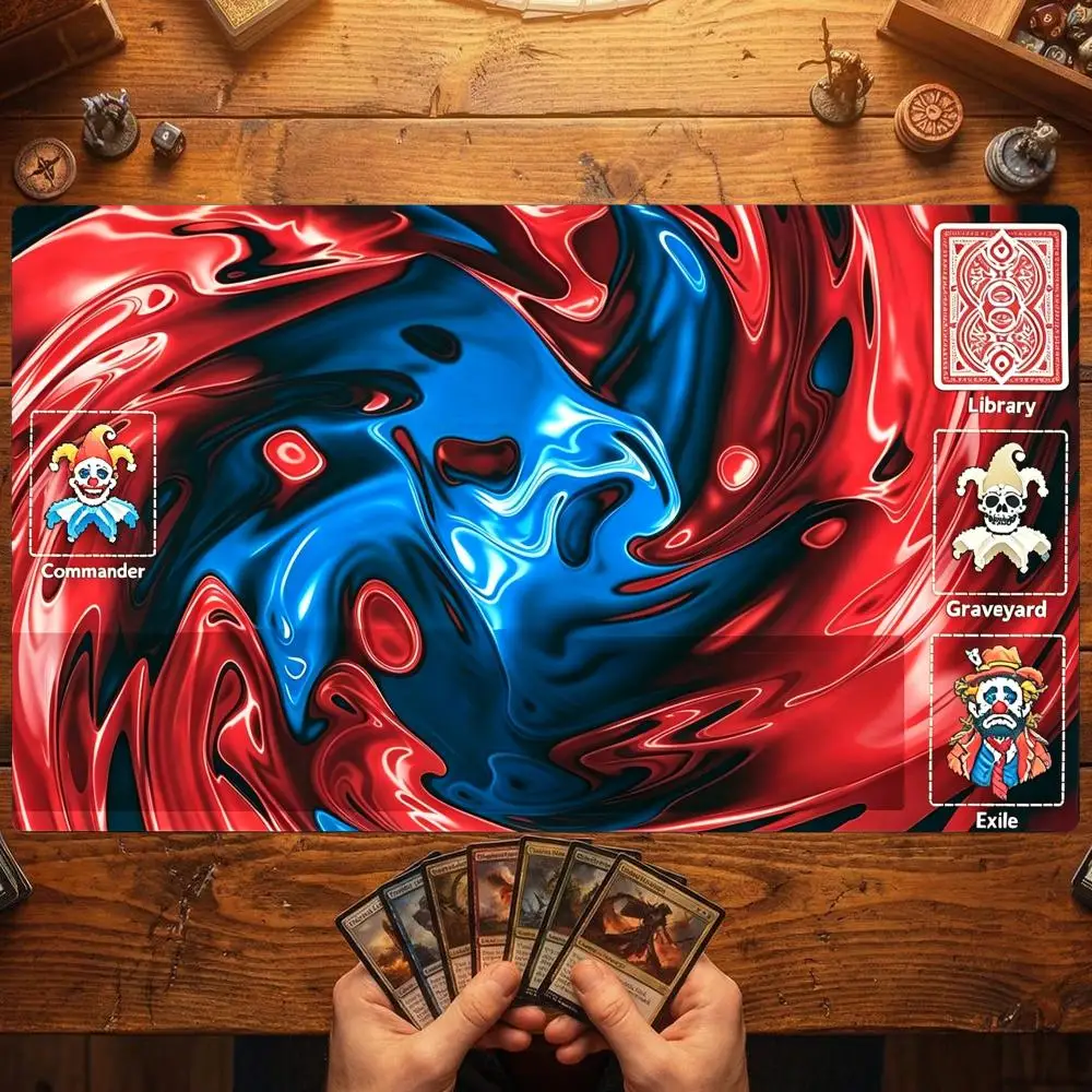 Vibrant Liquid Swirl Joker TCG Playmat 35X60CM Commander Magic Card Battle Mat Non‑Slip Durable Stitched Edge Tabletop Playmat
