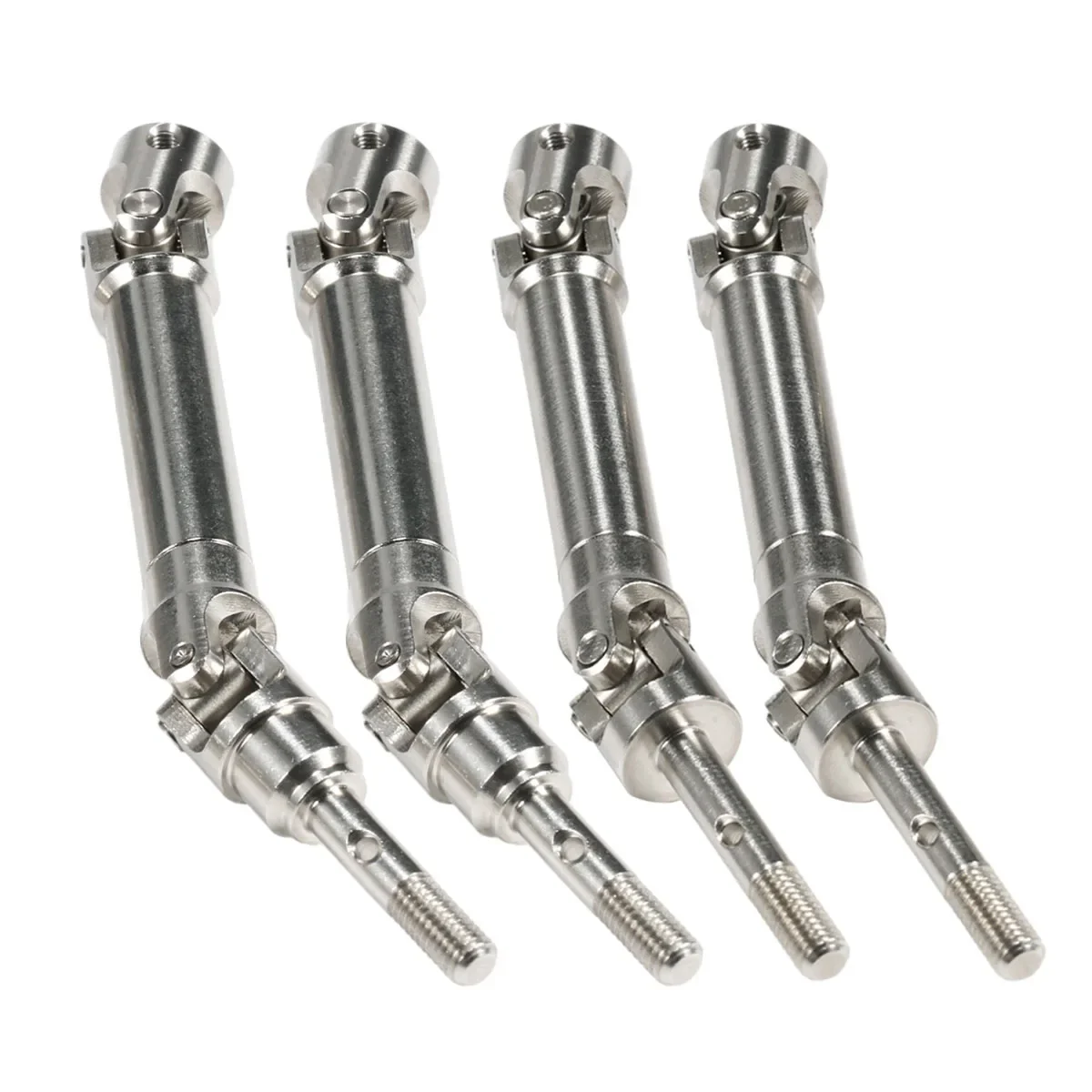

4Pcs Stainless Machined Steel Drive Shaft Universal Joint Driveshaft for 1/10 RC Truck Rustler Stampede Hoss Upgrade Parts