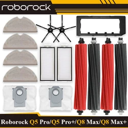 Peças robô aspirador, saco de pó, escova principal, filtro Hepa, substituição do esfregão, Roborock Q5 Pro, Q5 Pro +, Q8 Max, Q8 Max Plus