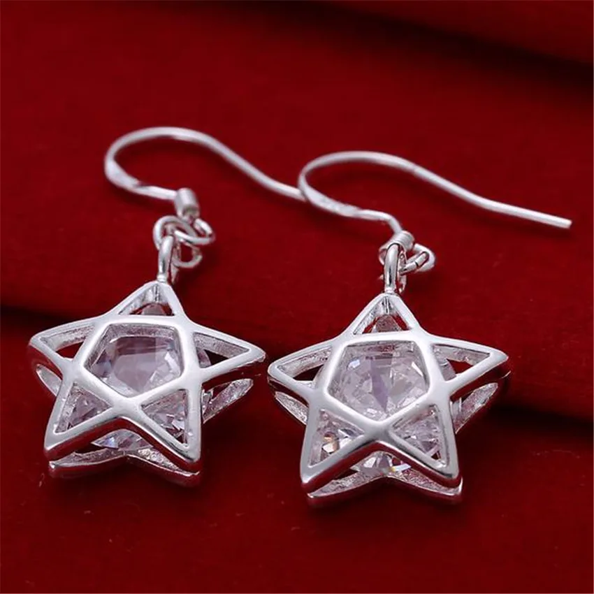 

Jewelrytop Store 925 Sterling Silver Classic Star Crystal Earrings Charm For Women Jewelry Fashion Wedding Engagement Party Gift