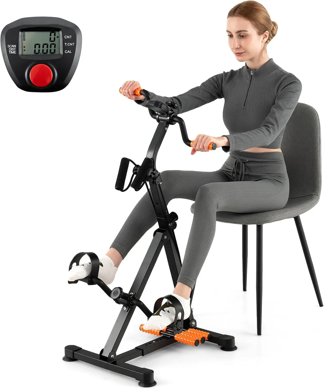 Pedal Exerciser Bike for Seniors, Hand Arm Leg Knee Physical Therapy Exercise Bike with Monitor