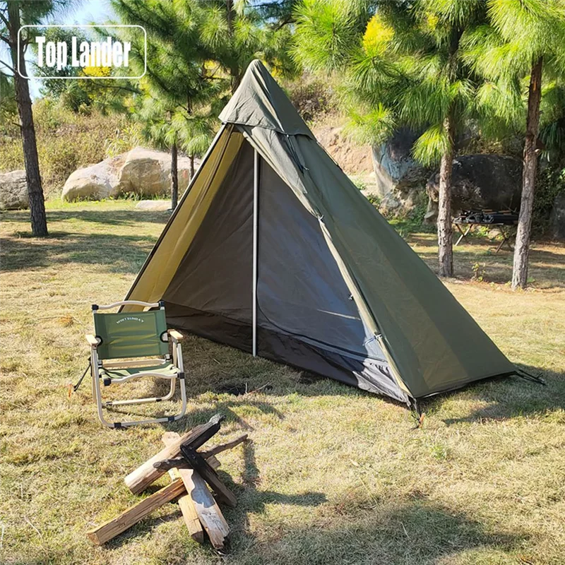 

【Hot Cake】Pyramid Tent Solo Tent Ultralight Tipi Tent Outdoor Camping Portable Single Tent Waterproof Hiking Backpacking