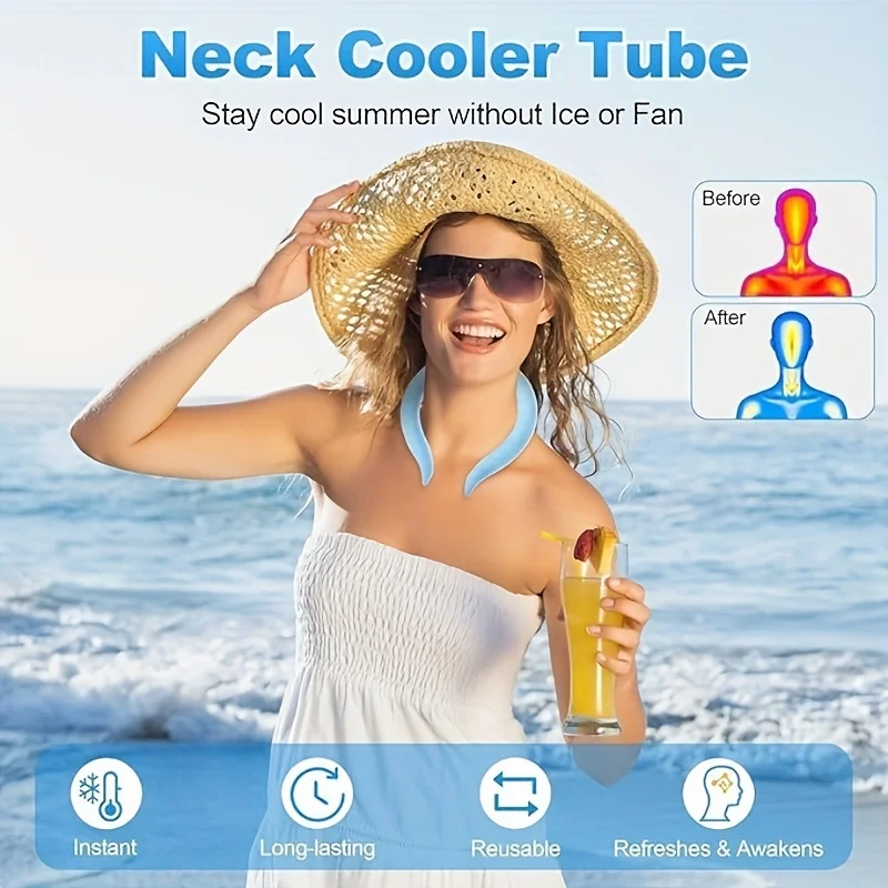 Wearable Neck Cooler for Summer Neck Cooling Tube Reusable Cooling Neck Sleeve for Hot Weather Freezing Summer Hot Wave