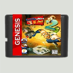 Tarjeta de juego MD de 16 bits gratis de la región EarthWorm Jim 2 para Sega Mega Drive para Genesis