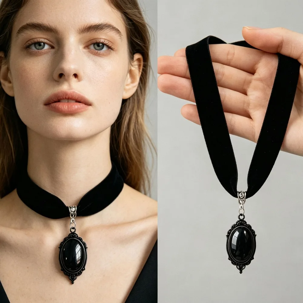 Gothic Women Vintage Black Velvet Short Clavicle Choker Necklace Simple Style Jewelry Daily Party Birthday Holiday Gift