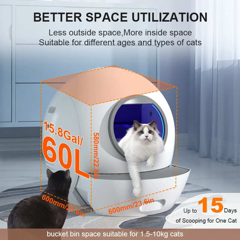 Self-cleaning Cat Litter Box Automatically International Global Version 100% Work With App