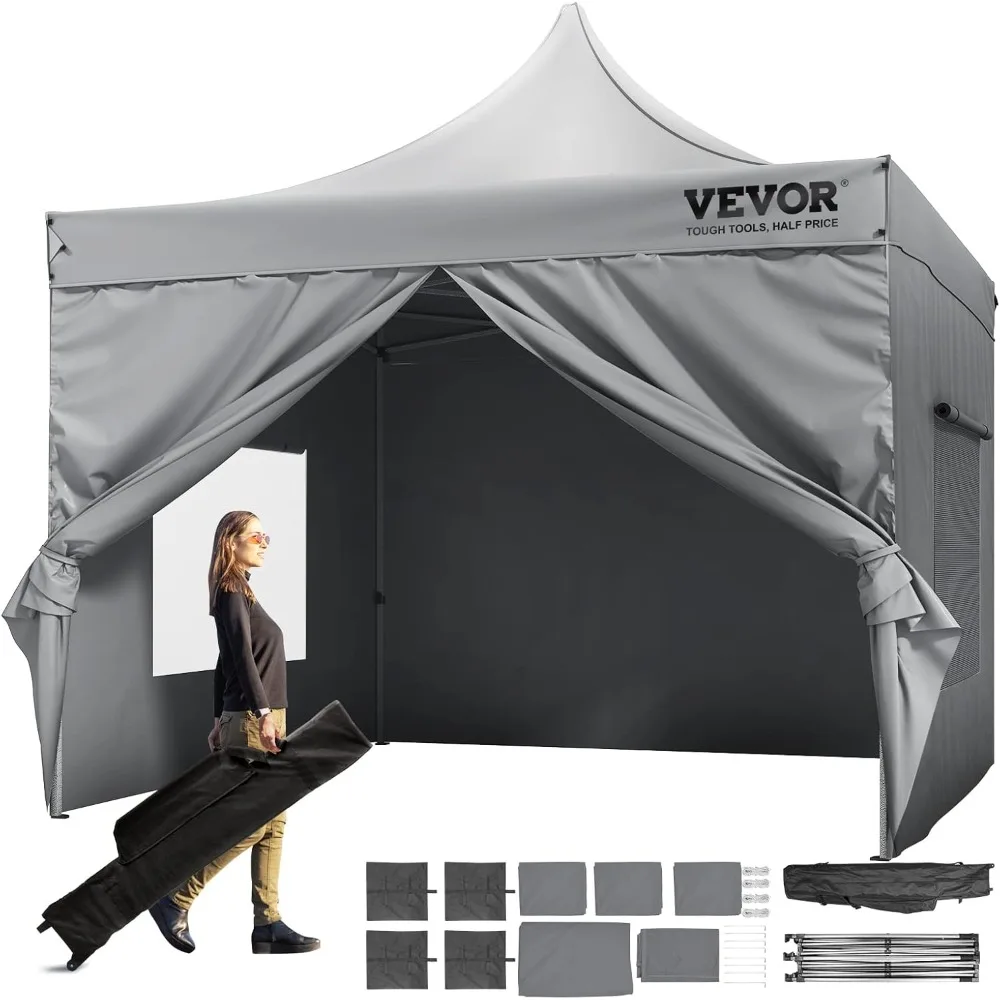 10x10 FT Pop up Canopy with Removable Sidewalls, Instant Canopies Portable Gazebo & Wheeled Bag, UV Resistant Waterproof, Enclo