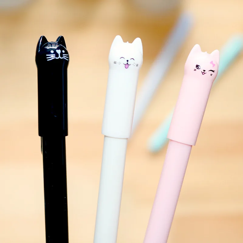 1-6-30 قطعة لطيف Kawaii القط هلام القلم الكرتون الكتابة مكتب اللوازم المدرسية القرطاسية الإبداعية الحلو أقلام جميلة