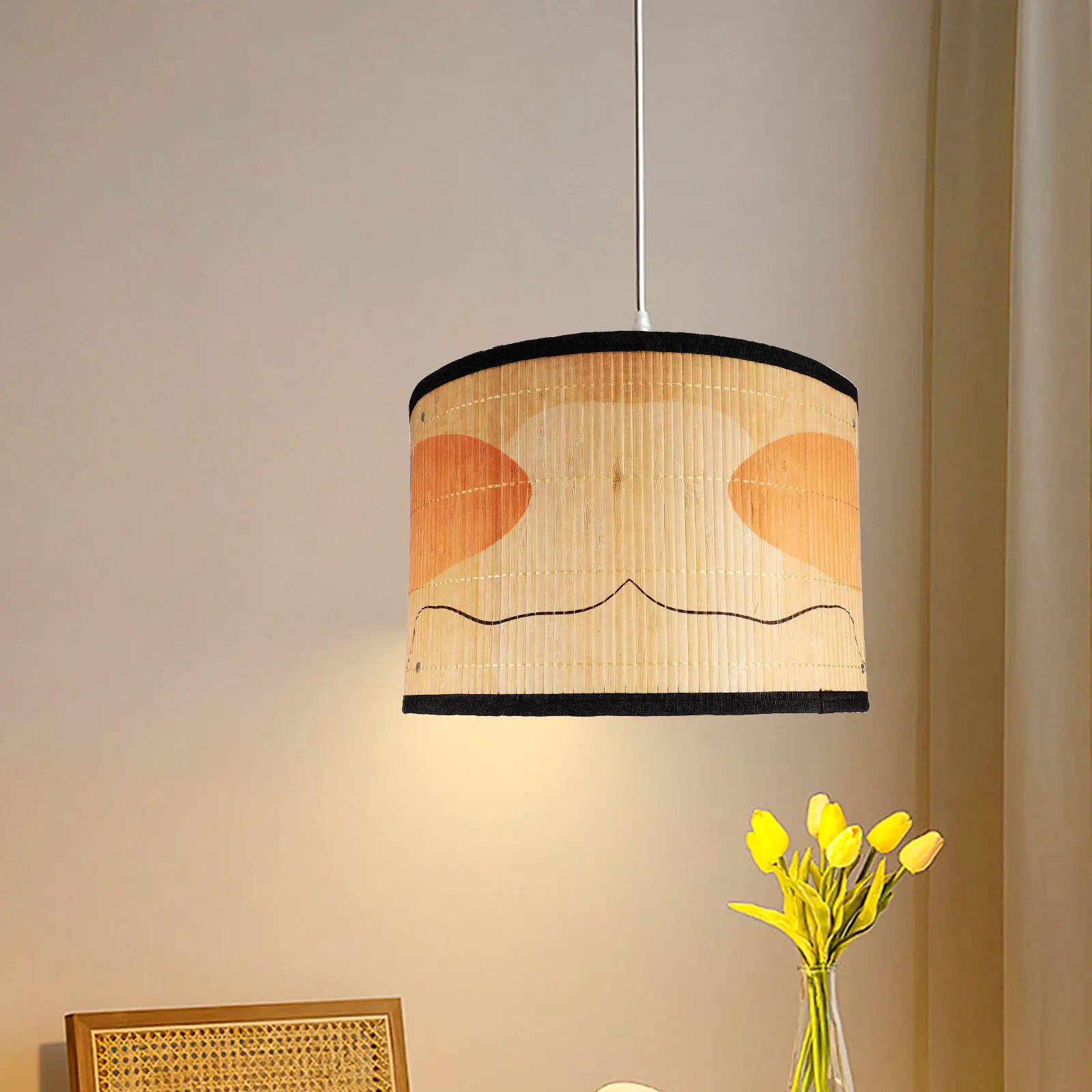 

Bamboo Printing Lampshade Bamboo Lamp Cover Hanging Pendant Ceiling Lamp Shade Decorative Light Shade