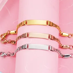 Child's Stainless Steel Bracelet Blank For Engrave Adjustable Metal ID Bracelets Children's Gifts Mirror Polished Wholesale 5pc