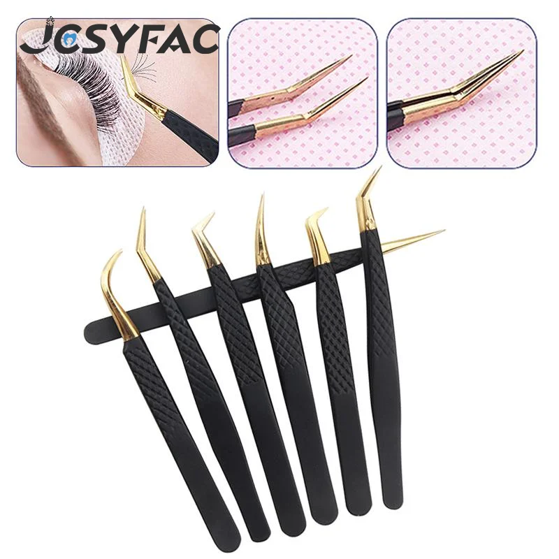 Pinzette antiscivolo in acciaio inossidabile Pinzette per estensione ciglia per trucco nero Clip ad alta precisione per strumento per salone di bellezza per donna sopracciglio