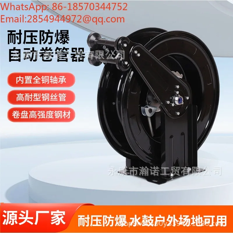 2026     Metal Auto Retractable Hose Reel 10m Water Hose Winder for Car Washing Grease Machine Sealed Water Drum