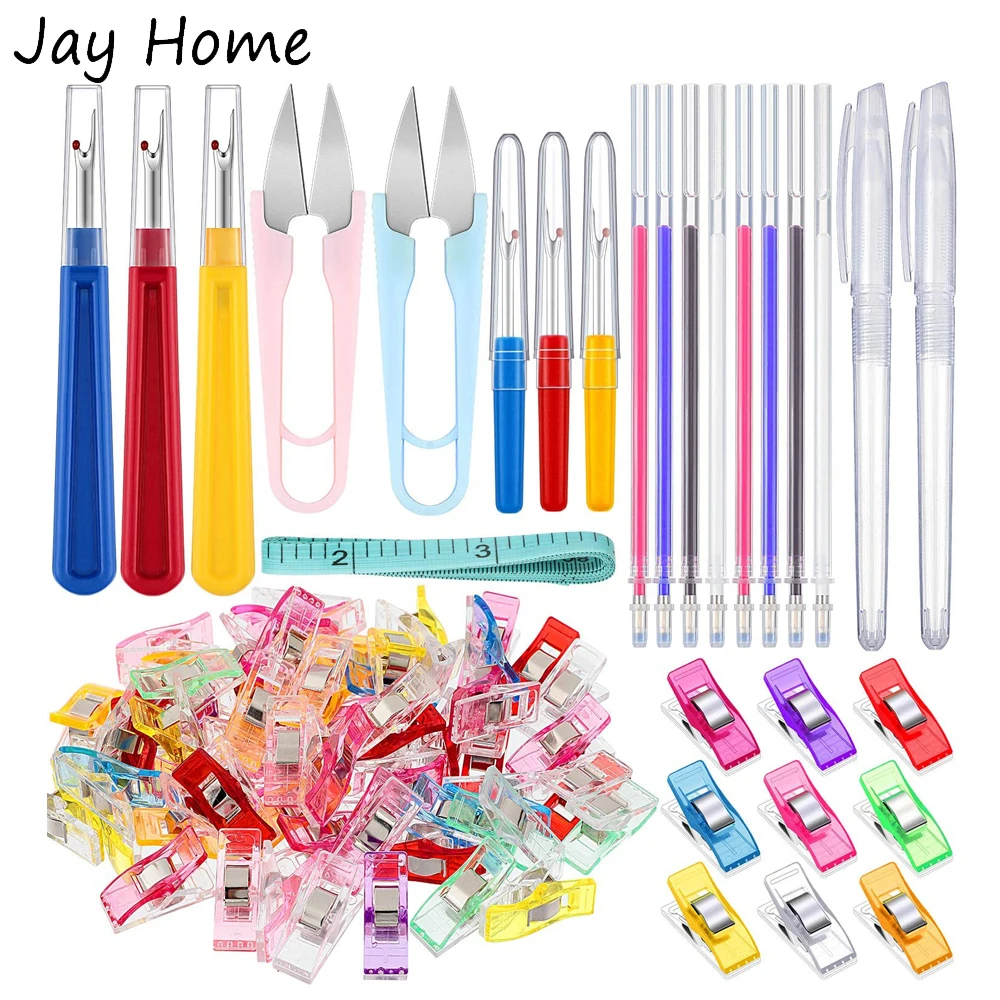 29PCS Hand Sewing Tools Set Quilting Sewing Clips & Seam Rippers & Heat Erasable Fabric Marking Pen for DIY Embroidery Tailoring