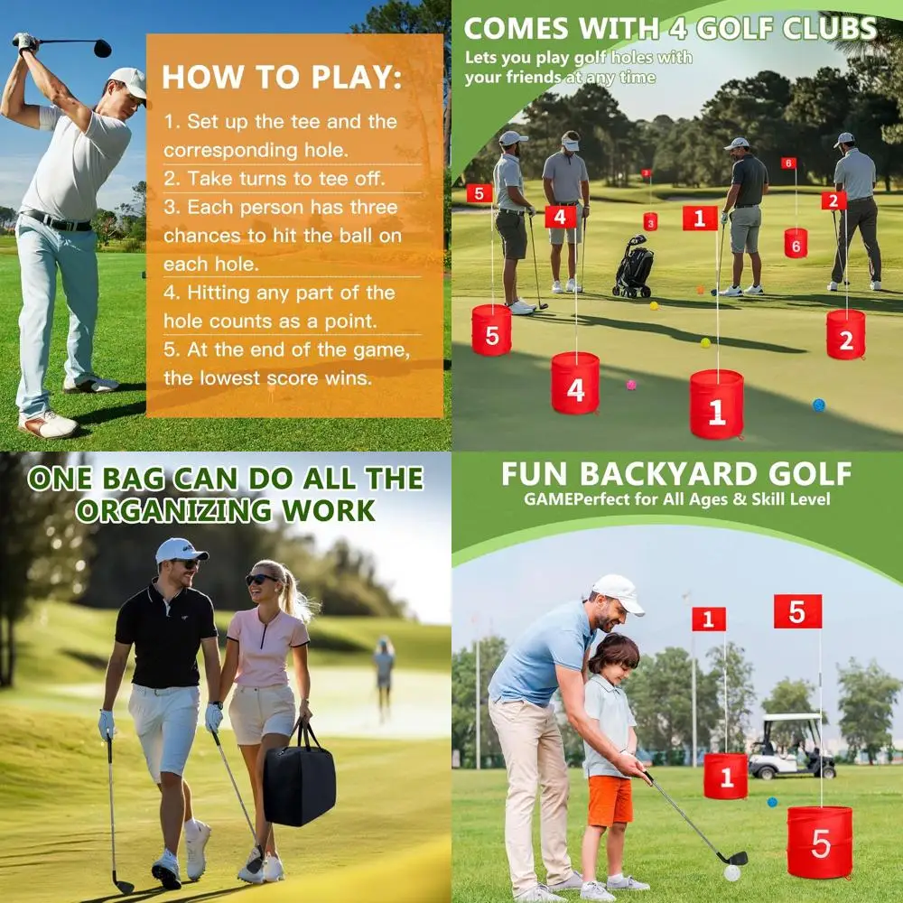 

6-Hole Golf Game Set for Adults: Perfect Outdoor, Indoor, Yard, Lawn, Park, Beach Fun