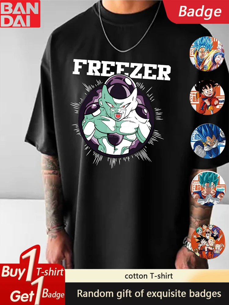 Dragon Ball animación japonesa GOKU Frisa periférica camiseta verano hombres y mujeres cuello redondo suelta algodón manga corta
