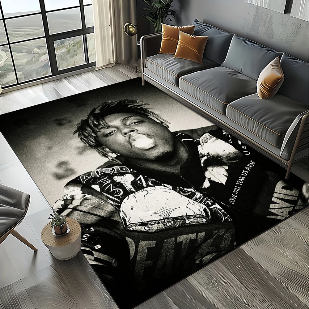 3D Print Juice WRLD 999 Legend Rapper Album Carpet Rug for Living Room Bedroom Home Sofa Decoration,Kids Play Non-slip Floor Mat