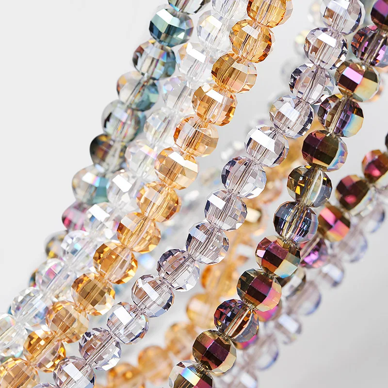 8mm 50-100pcs Austria Faceted Crystal Watermelon Glass Beads Loose Spacer Round Beads for Jewelry Making Earrings Necklace DIY