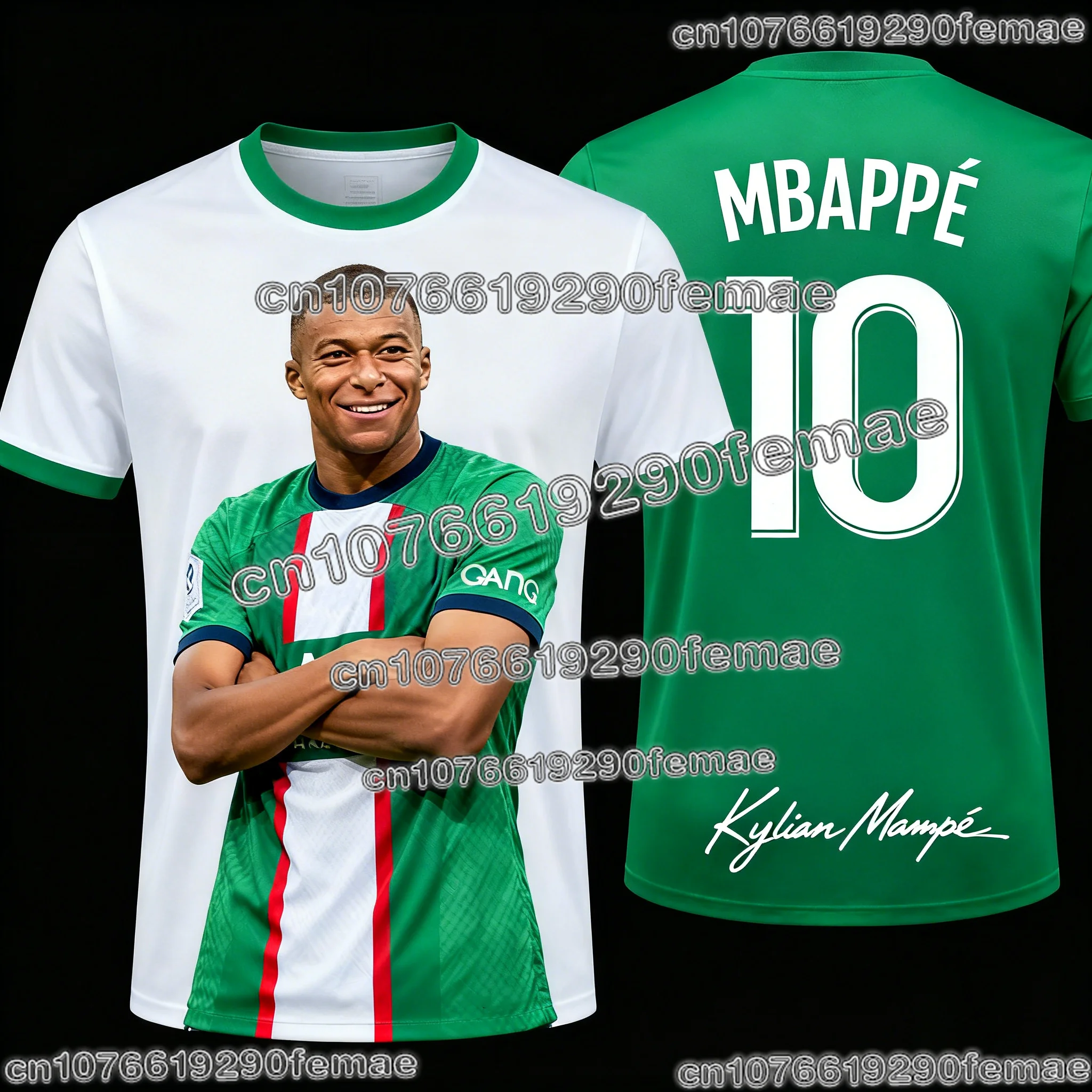 Mbappé # 10 2026 كرة القدم تي شيرت ثلاثية الأبعاد مطبوعة الرجال النساء الاطفال الصيف مروحة الطبعة ملابس رياضية كاجوال لتدريب كرة القدم