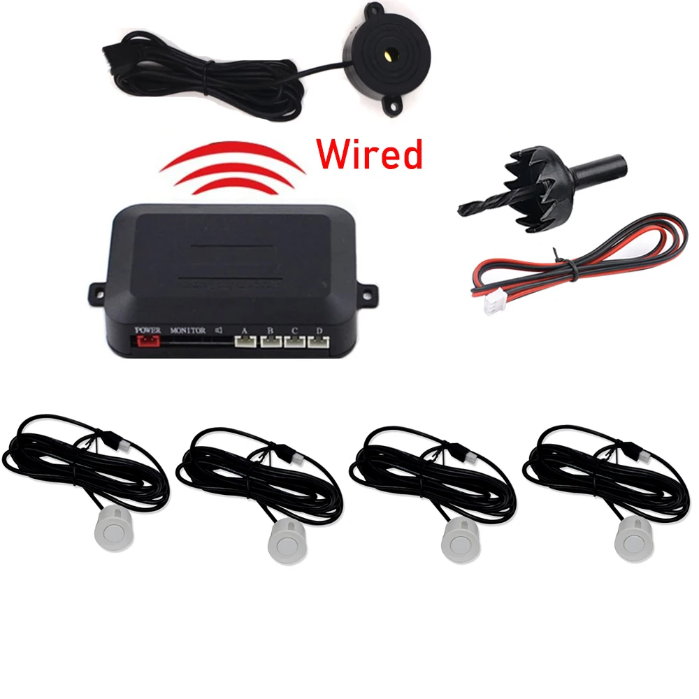 Universal 4 Sensoren Summer 22mm Auto Parkplatz Sensor Kit Reverse Backup Radar Sound Alarm Anzeige Sonde System 12V für Ford BMW – Detail 6