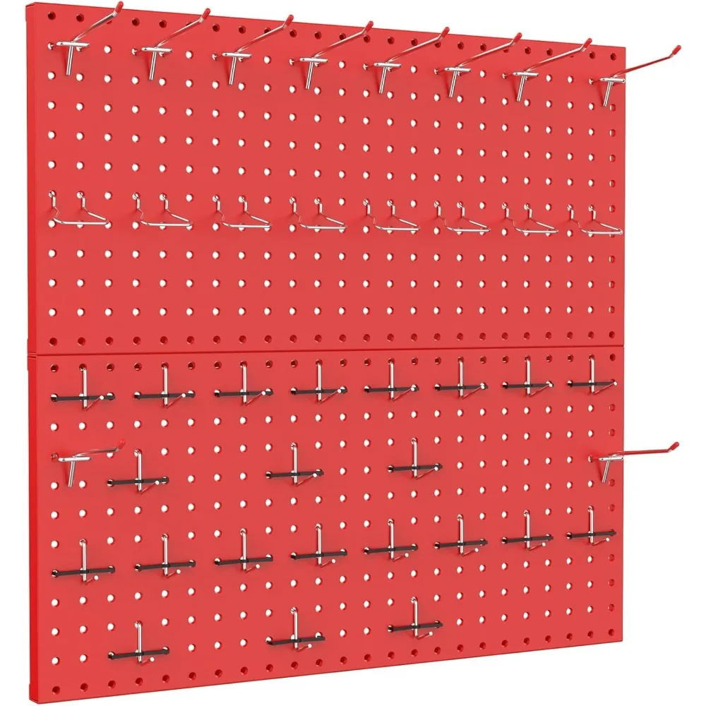 Metal Pegboard Wall Organizer 24" x 24" or 12" x 48", 70PCS Tool Storage Pegboard System for Garage Tool Organizer Board Kit