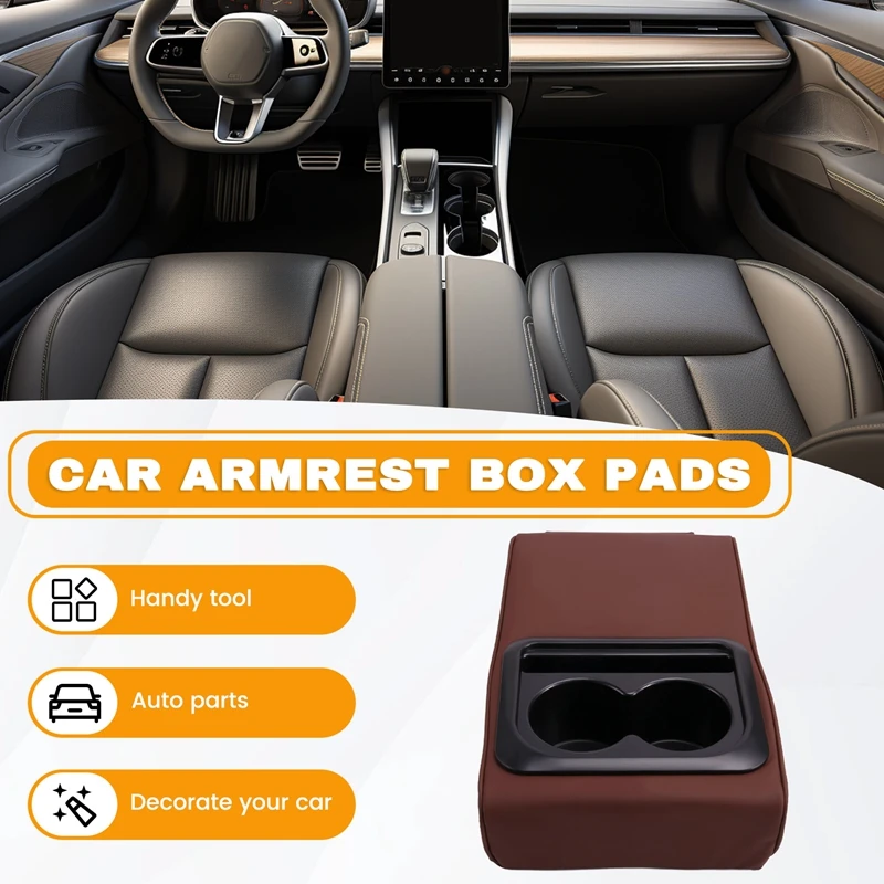 Car Armrest Box Pad,Anti-Fatigue Elbow Support Pad Universal Central Armrest Pad With Rear Seat Cup Holder Storage