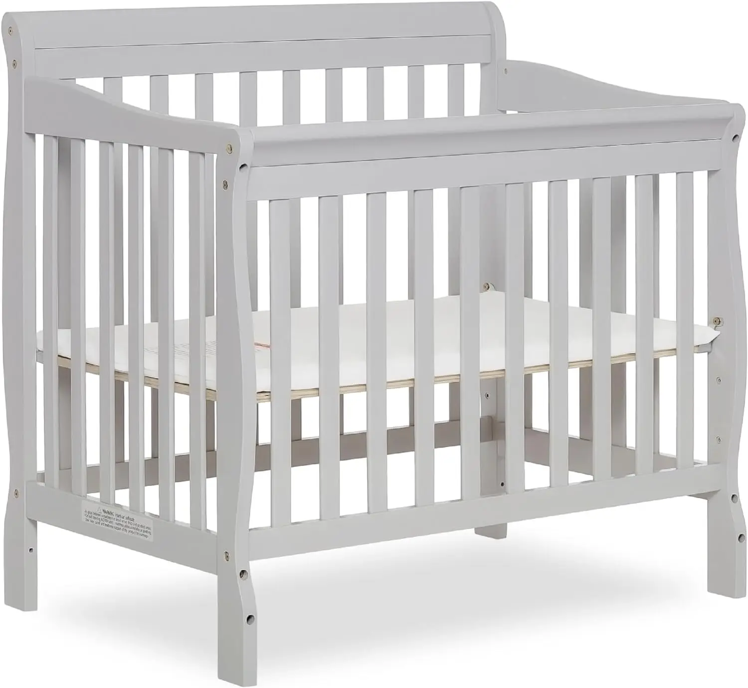 

Aden 4-in-1 convertible mini crib, gray, non-toxic finish, New Zealand pine, with 3 mattress height settings