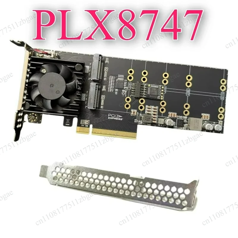 4-Disk M.2 Half Height PLX8747 Expansion Card Driver-free Split-free PCIe Adapter