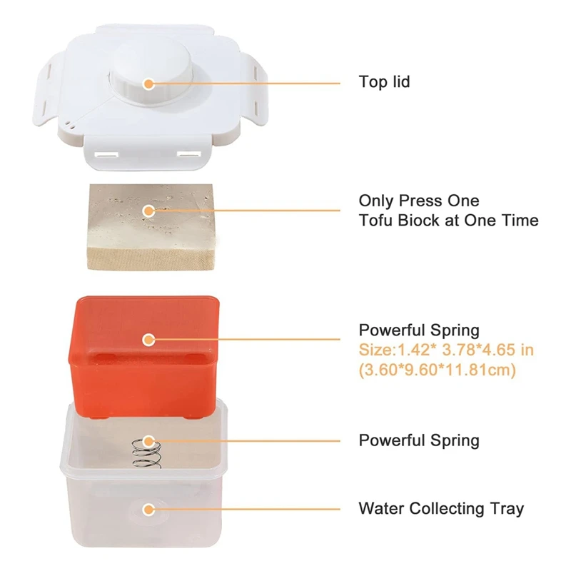 Tofu Press Dishwasher Safe, Adjustable Tofu Drainer, Vegan Tofu Presser For Removing Water From Tofu In 10-20Mins