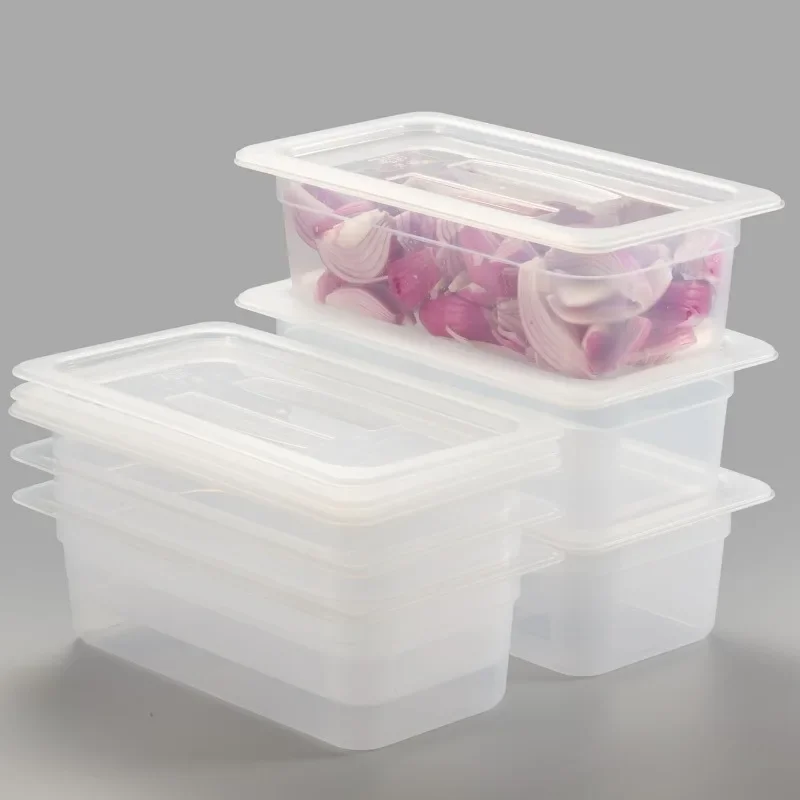 6 Pack Translucent Food Pan with Lid, 1/3 Size 4 Inch Deep NSF Listed Commercial-Grade Polypropylene Plastic