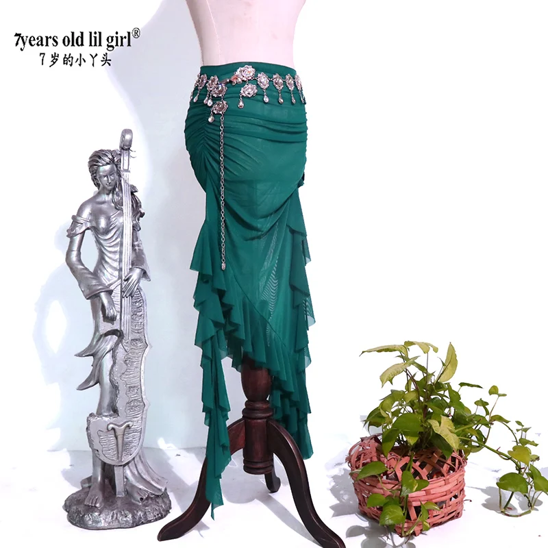 Abito da spettacolo per pratica di danza del ventre con gonna sottile trasparente DK03