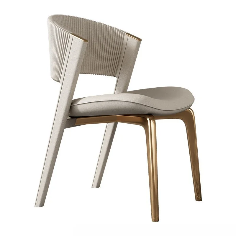 Light Luxury Stainless Steel Simple Dining Chair Home Modern CC Italian Light Luxury Chair Hotel Creative Dining Table and Chair