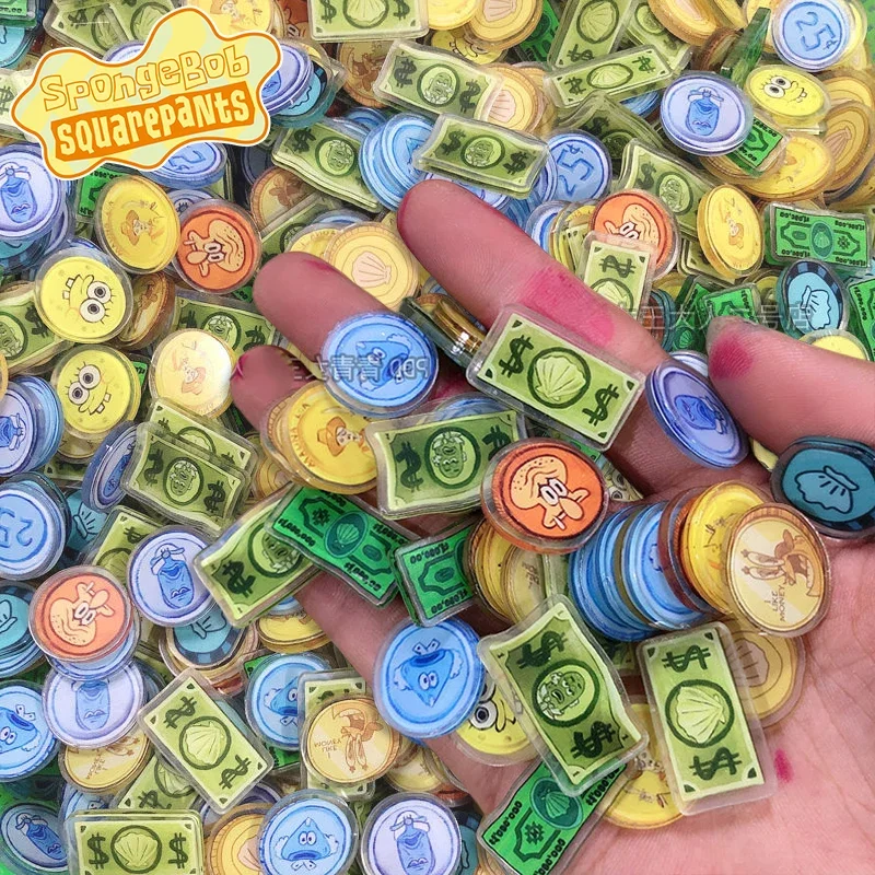 50pcs בובספוג Flatback אקריליק גיליון Cartoon Applique אנימה קטן זהב מטבע שטרות Scrapbook DIY מיניאטורות תפאורה ילדים