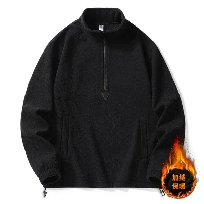 2024 Legible Warm Hoodies Men Casual Solid Loose Turn Down Collar Sweatshirts Pullovers Man Sweater High Collar Tracksuit Men