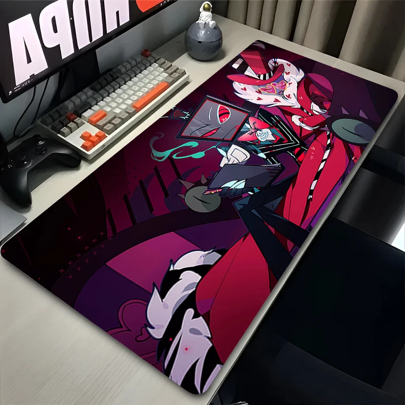 أنيمي ماوس الوسادة لعبة لاعب ملحقات الكمبيوتر الجدول الوسادة Hazbin فندق الكمبيوتر المحمول لوحة المفاتيح كوستر الكمبيوتر السجاد لعبة ماوس XXL